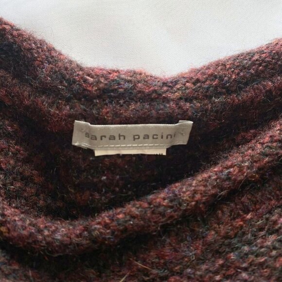 SARAH PACINI BURGUNDY WOOL MOHAIR BLEND BOAT NECK OVERSIZED TUNIC DRESS - XS - Picture 6 of 8